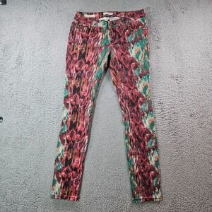 Hot Kiss Jeans Women Sz 4 Skinny Lily Geometric Print Multicolor Stretch‎ Preppy